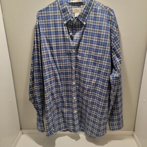 L.L. Bean Men's Blue and White Checkered Shirt